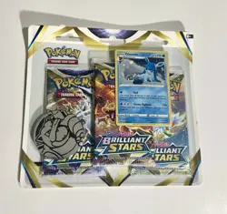 Pokemon TCG SWSH BRILLIANT STARS 3 Pack Blister Booster GLACEON Promo New Sealed - Image 1