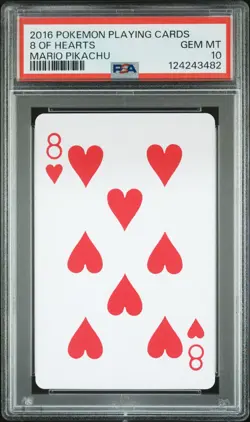 2016 POKEMON PLAYING CARDS MARIO PIKACHU 8 OF HEARTS PSA 10 - Image 1