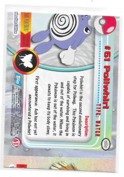 Topps Series 1 HOLO 1999 TV Animation Ed POLIWHIRL #61 Pokemon Character Card - Image 2