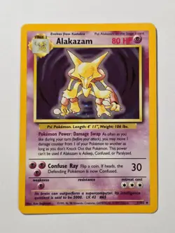 Alakazam 1/102 Base Set Rare Holo Pokemon Card WOTC 1999 - Excellent - Image 1
