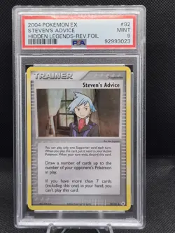 Steven’s Advice 92/101 Reverse Holo Hidden Legends Pokemon Card PSA 9 - Image 1