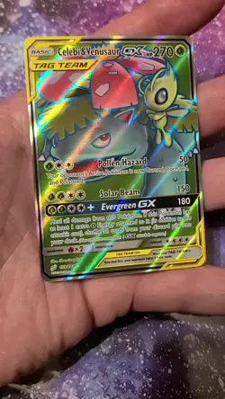 Pokemon Celebi & Venusaur GX (Full Art) 159/181 Sm-Team Up Holo NM *VIDEO* - Image 2