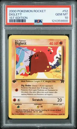 2000 POKEMON ROCKET 1ST ED #52 DIGLETT PSA 10 - Image 1