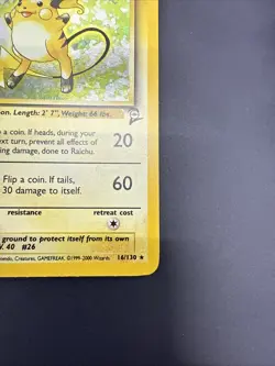 Raichu 16/130 Base Set 2 Holo Rare Pokemon Card 2000 WOTC LP Lightly Played - Image 4