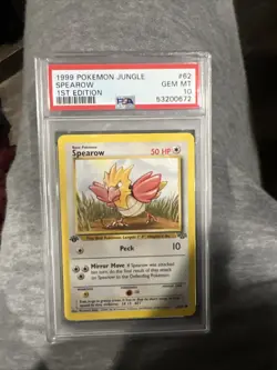1999 Pokemon Jungle 1st Edition #62 Spearow PSA 10 Gem MT English Card 62/64 - Image 1