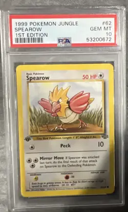 1999 Pokemon Jungle 1st Edition #62 Spearow PSA 10 Gem MT English Card 62/64 - Image 2
