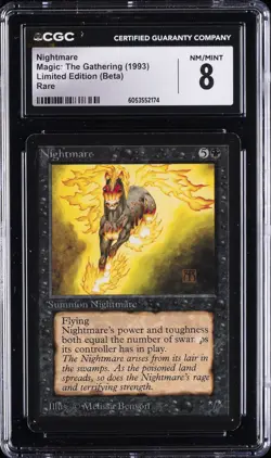 1993 MAGIC: THE GATHERING LTD ED (BETA) RARE NIGHTMARE CGC 8 - Image 1
