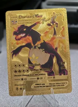 Pokemon Charizard VMAX 330hp Gold Foil Fan Art Collector Card TCG - Image 1