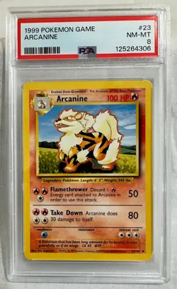 1999 Pokemon Base Set Unlimited ARCANINE #23 PSA 8 NM-MT - Image 1
