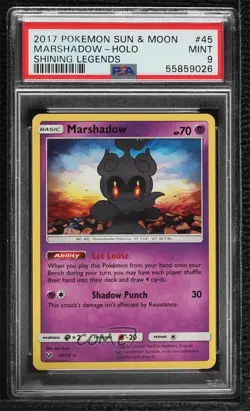 Marshadow Holo Pokemon Sun & Moon Shining Legends PSA 9 MINT - Image 1