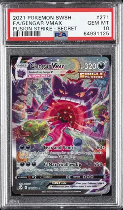 2021 POKEMON SWORD & SHIELD FUSION STRIKE SECRET FULL ART/GENGAR VMAX PSA 10 - Image 1