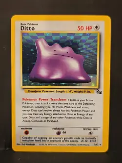 1999 Pokemon Fossil Unlimited #3 Ditto HOLO R - Image 1