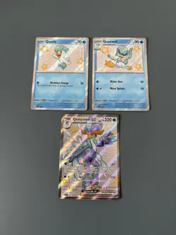 Pokemon TCG Paldean Fates Quaxly SVP 082, Quaxwell SVP 083, Quaquaval SVP 084 NM - Image 1
