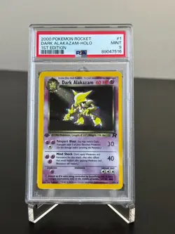 Dark Alakazam 1st Edition Holo 1/82 Team Rocket 2000 Pokemon PSA 9 - Image 1