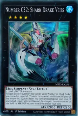 MP23-EN279 NUMBER C32: SHARK DRAKE VEISS SUPER RARE 1ST EDITION YuGiOh CARD - Image 1