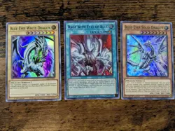 YU-GI-OH 3 CARD BLUE-EYES LOT COLORED TEXT ALL NM - Image 1
