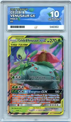 Celebi & Venusaur GX 1/181 - Team Up - Pokemon Card - ACE 10 Gem Mint 💎 - Image 1