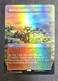 Wooded Foothills (Borderless) Modern Horizons 3 Foil MTG NM Magic Card - Image 1