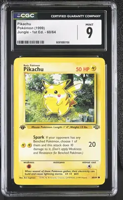 CGC 9 MINT Pikachu 1999 Jungle 1st Edition 60/64 Pokemon Card - Image 1