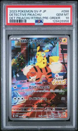 2023 POKEMON JAPANESE SV-P PROMO #098 DETECTIVE PIKACHU PSA 10 - Image 1