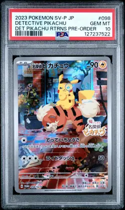 2023 POKEMON JAPANESE SV-P PROMO #098 DETECTIVE PIKACHU PSA 10 - Image 1