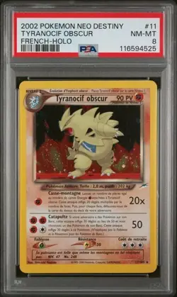 LOW POP 7: 2002 POKEMON NEO DESTINY #11 TYRANOCIF OBSCUR FRENCH-HOLO PSA 8 - Image 1