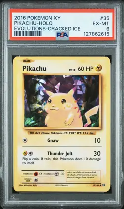 2016 POKEMON XY EVOLUTIONS CRACKED ICE #35 PIKACHU-HOLO PSA 6 - Image 1