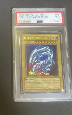 2002 Yu-Gi-Oh! Blue-Eyes White Dragon SDK-001 Ultra Rare PSA 9 MINT - Image 1