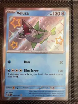 Veluza 125/091 Pokemon TCG Paldean Fates Holo Baby Shiny Rare Card NM Condition - Image 1