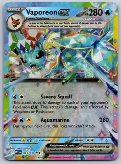 Vaporeon ex 023/131 SV: Prismatic Evolutions NM Pokemon Card TCG - Image 1
