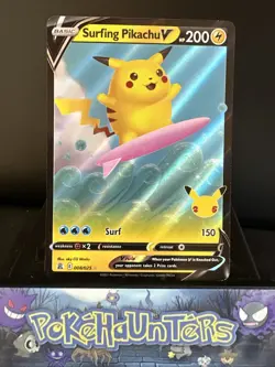 Pokemon Card Surfing Pikachu V 008/025 Celebrations Near Mint - Image 1