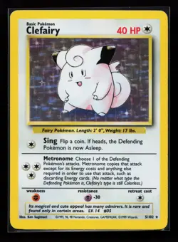 Clefairy 5/102 Holo Rare Base Set Pokemon Card - Image 1