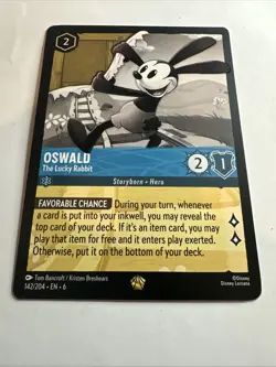Oswald - The Lucky Rabbit 142/204 Azurite Sea Regular Disney Lorcana Card NM - Image 2