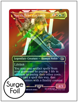 1x Noctis, Prince of Lucis, Surge Foil Borderless Art, Final Fantasy, MTG NM - Image 1
