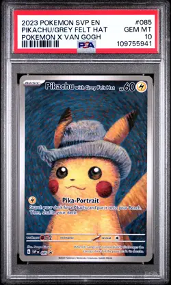 2023 POKEMON SVP EN-SV BLACK STAR PROMO #085 PIKACHU WITH GREY FELT HAT PSA 10 - Image 1