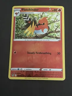 Fletchinder Silver Tempest Reverse Holo 028/195 Sword & Shield Pokemon TCG - Image 1