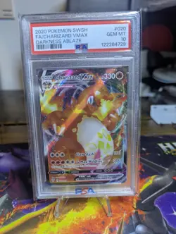 2020 Pokemon SWSH FA/Charizard VMAX Darkness Ablaze #020 PSA 10 - Image 1