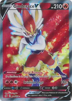 Cinderace V Full Art 178/192 Ultra Rare Rebel Clash Pokemon TCG - Image 1