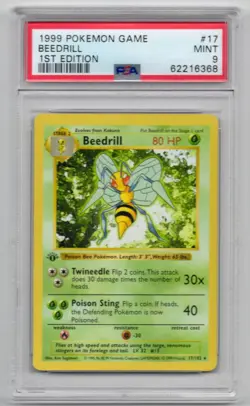 Pokemon Beedrill Base Set Shadowless 17/102 1st Edition PSA 9 - Image 1