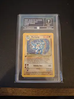CRIMP ERROR Pokemon TCG Machamp Holo Rare 1st Edition Base Set, 8/102, 1999 - Image 1