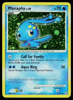 Pokemon Card - Manaphy Diamond and Pearl 9/130 Holo SWIRL - Image 1