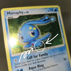 FART SWIRL 🌀💫 HOLO BLEED ERROR MP Manaphy 9/130 Diamond and Pearl Pokemon Card - Image 1