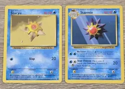 Starmie 65/102 + Staryu 63/102 Pokemon TCG Cards Base Set Cards 1999 Vintage LP - Image 1