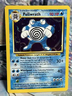 2000 Pokemon Card POLIWRATH Base Set 2 HOLO RARE 15/130 WOTC - Image 2