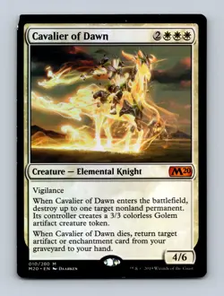 Cavalier of Dawn Core Set 2020 Non-Foil MTG LP *see pic for defect* - Image 1