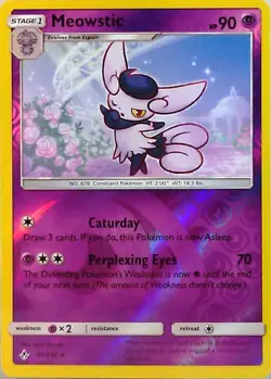 Meowstic 80/214 S&M Unbroken Bonds REVERSE HOLO PERFECT MINT! Pokemon - Image 1