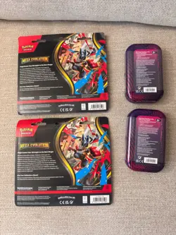 Pokemon Mega Evolutions LOT Packs 2 tins Lucario blister pack promo card ex - Image 2