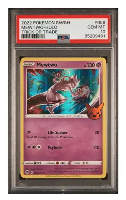 2022 Pokemon SWSH Mewtwo-Holo - Trick or Trade - PSA 10 GEM MINT #056 Mewtwo - Image 1