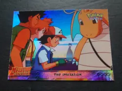 1999 Topps Pokemon First Movie Rainbow Foil #13 The Invitation Blue Logo - Image 1