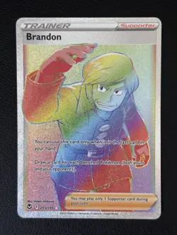 Pokemon TCG Brandon 203/195 - Silver Tempest - Rainbow Secret Rare - Image 1